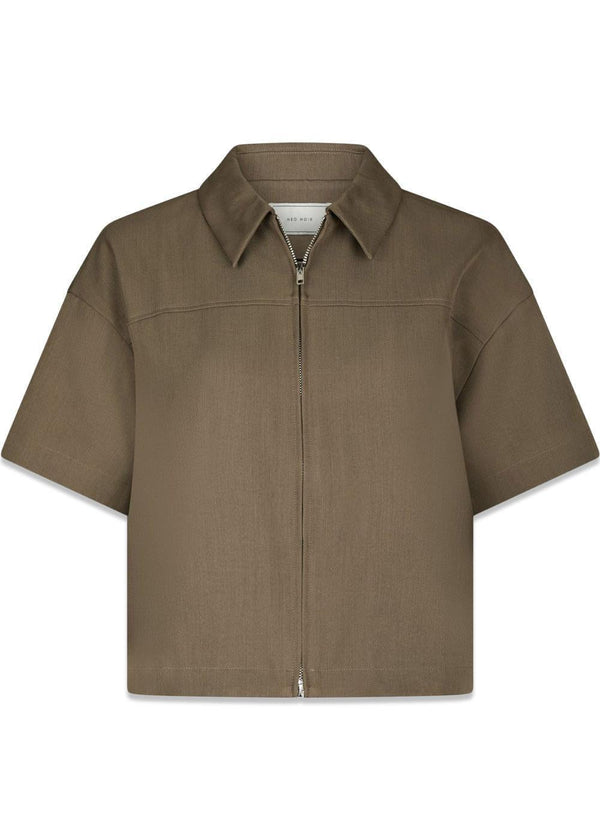 Madicken Structure Blouse - Taupe-Blouses-Neo Noir-Butler Loftet