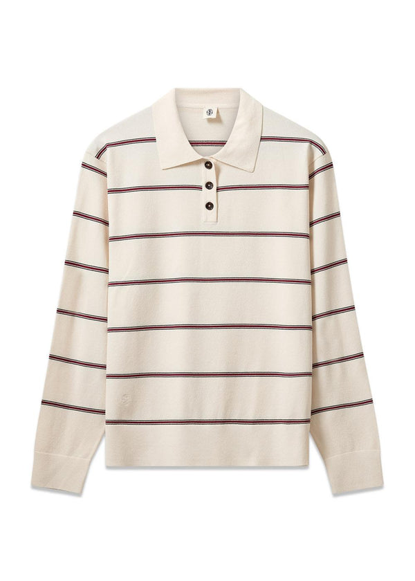 Madison Polo - Ecru/Burgundy/Black-Knitwear-The Garment-Butler Loftet