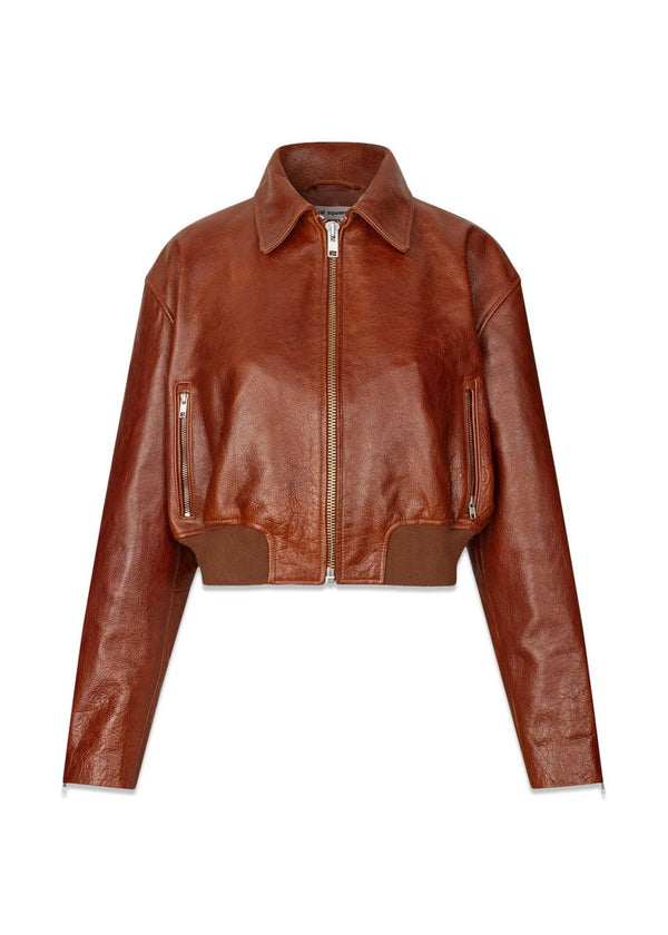 Marilyn Leather Bomber - Rust Red-Outerwear-Oval Square-Butler Loftet