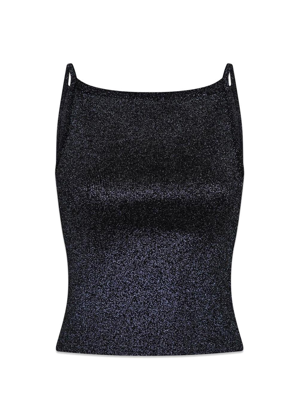 Marta Glitter Knit Top - Black