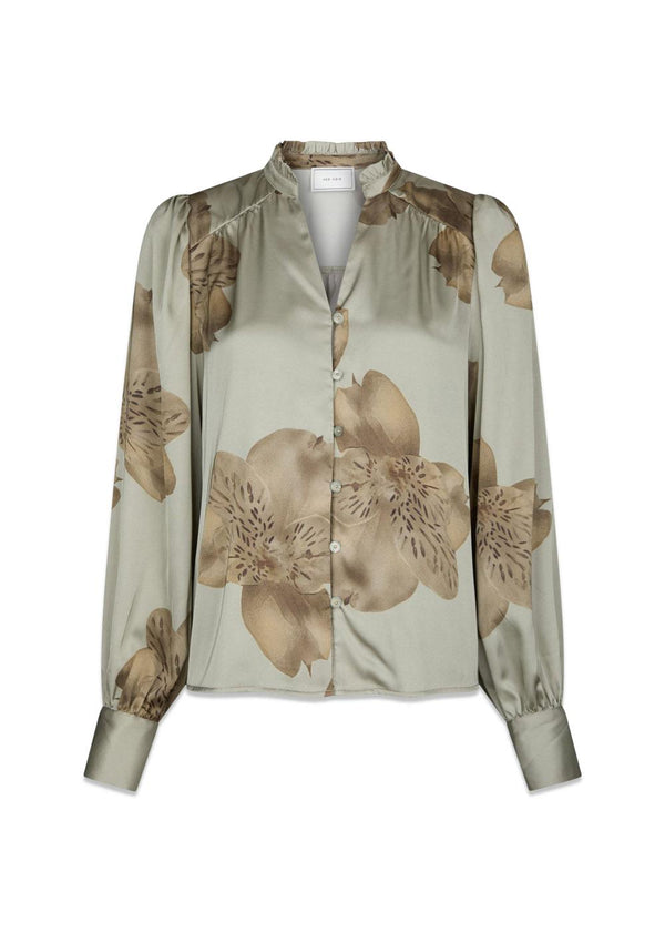 Massima Misty Orchid Blouse - Smoke Green-Blouses-Neo Noir-Butler Loftet
