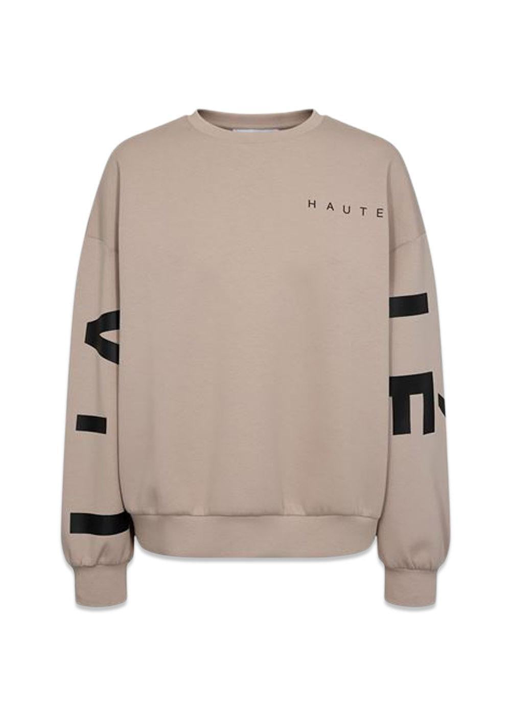 Maxi Split Logo Sweat - Beige-Sweatshirts-HAUTE L’AMITIÉ-Butler Loftet