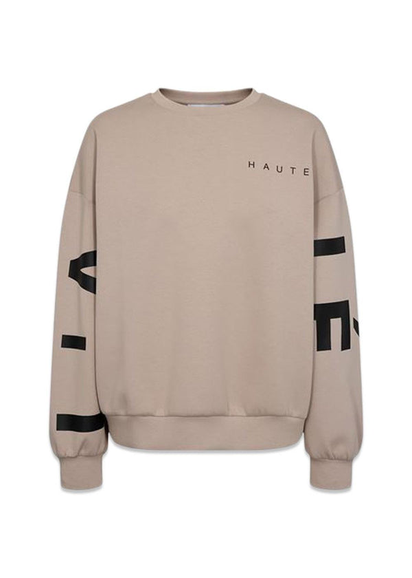 Maxi Split Logo Sweat - Beige-Sweatshirts-HAUTE L’AMITIÉ-Butler Loftet