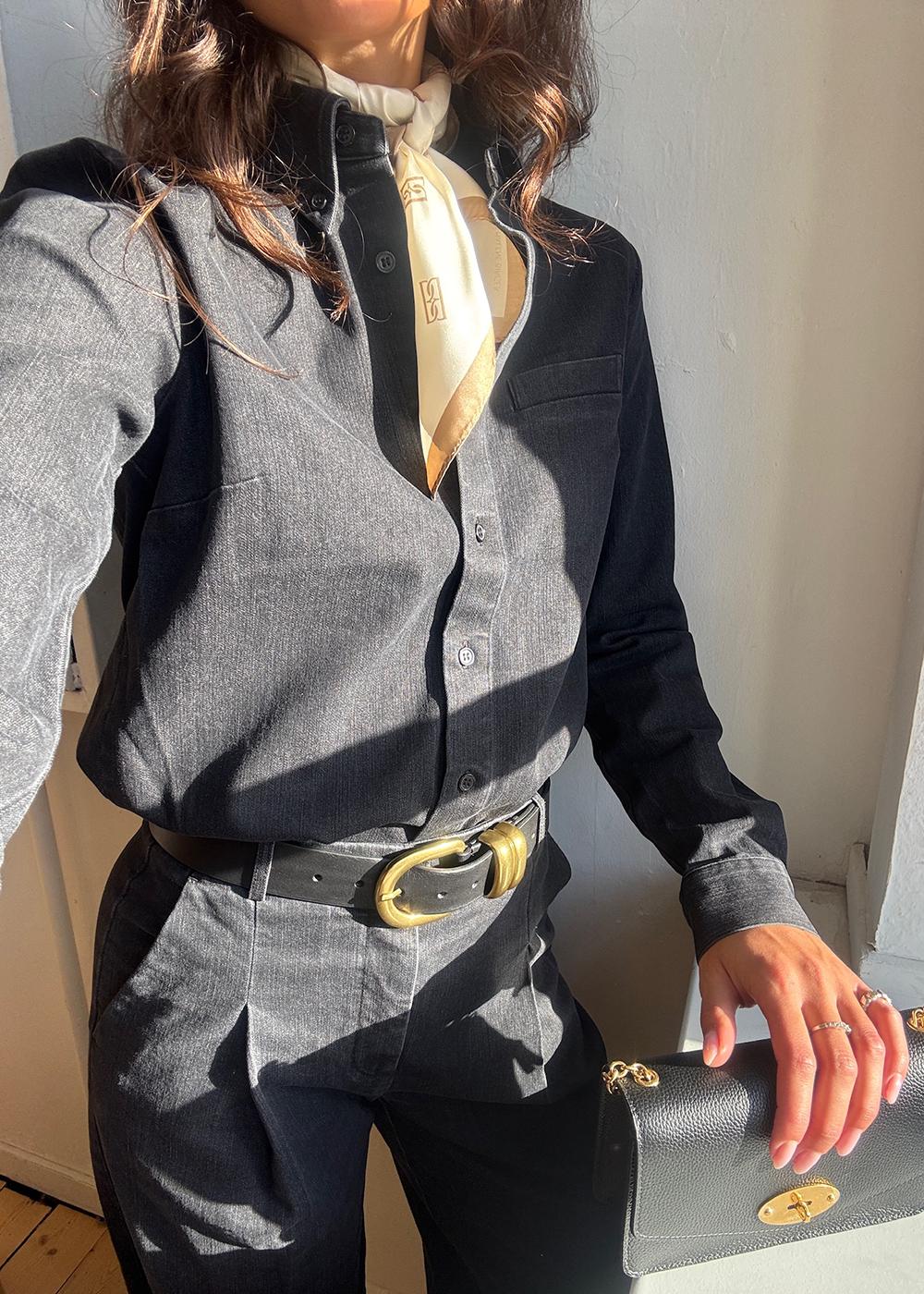 Merci Placket Shirt - Black Denim-Shirts-The Garment-Butler Loftet