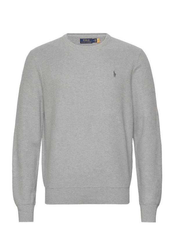 Mesh Knit Cotton Crewneck Sweater - Andover Heather-Knitwear-Ralph Lauren-Butler Loftet