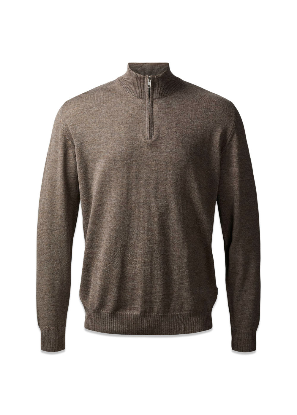 Milan 1/4 Zip - Dark Khaki Mel