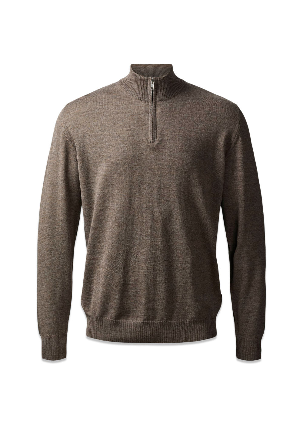 Milan 1/4 Zip - Dark Khaki Mel-Knitwear-Clipper-Butler Loftet