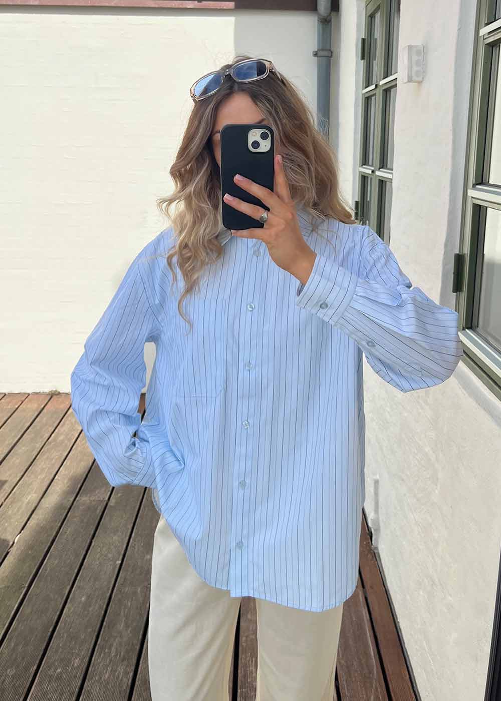 MilleMD stripe shirt - Light Blue & Navy Stripe-Shirts-Modström-Butler Loftet