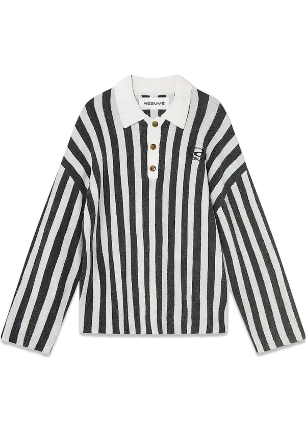 MillerRS Knit Polo - Grey Stripe-Knitwear-RÉSUMÉ-Butler Loftet