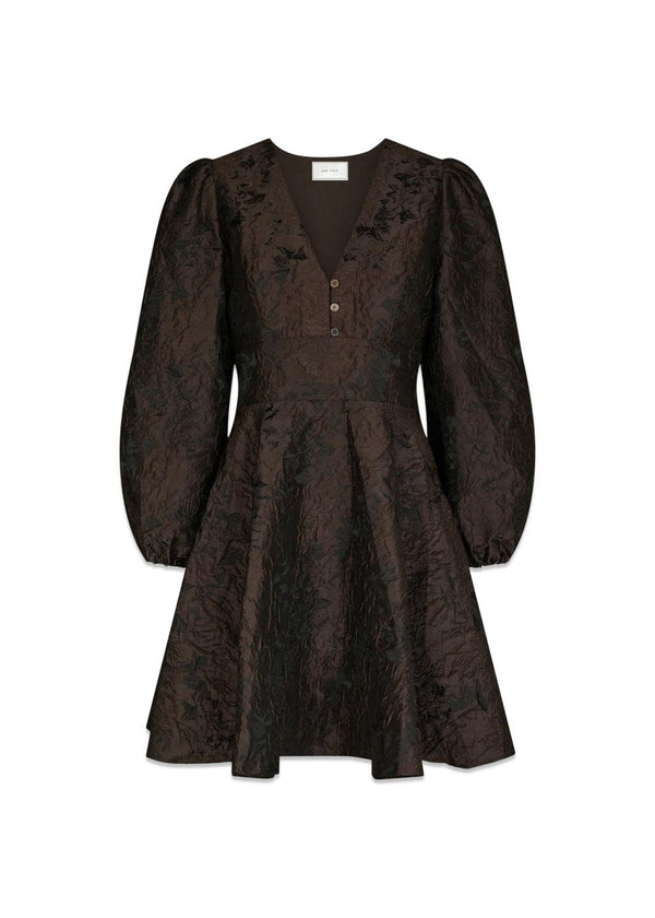 Milly Brocade Dress - Dark Brown-Dress-Neo Noir-Butler Loftet
