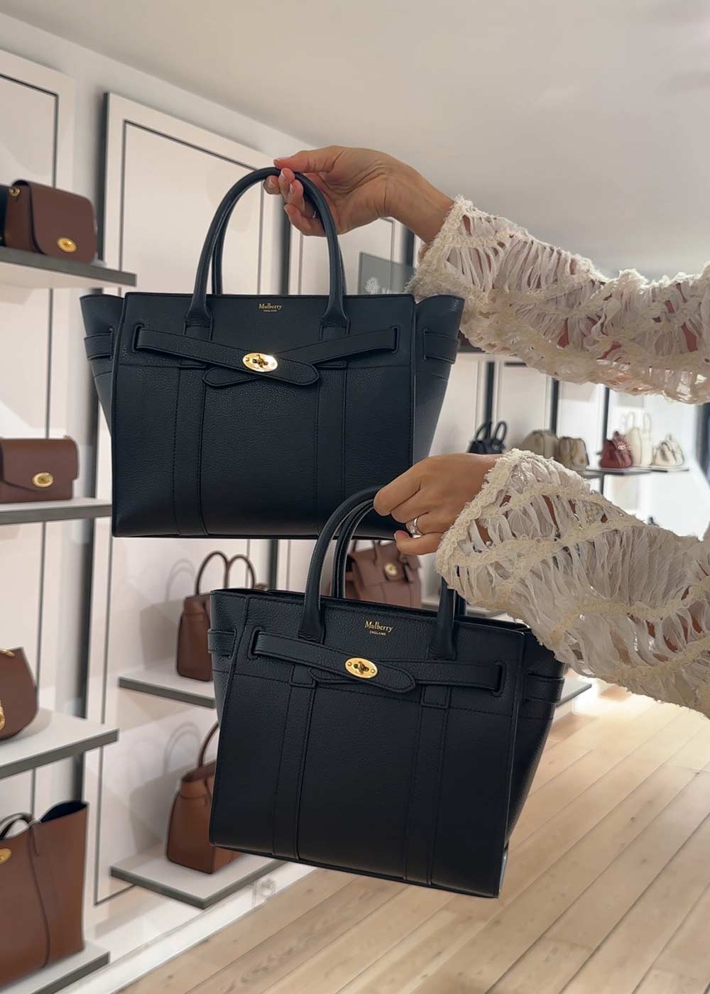 Mini zipped bayswater - Black-Bags-Mulberry-Butler Loftet
