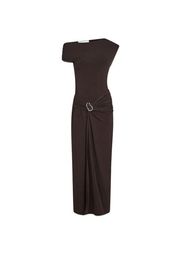 Minja Drapy Dress - Chocolate Brown-Dress-Neo Noir-Butler Loftet