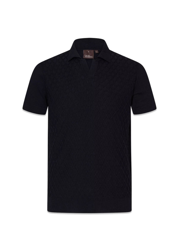 Mirza Poloshirt S-S - Navy Sea-Knitwear-Oscar Jacobson-Butler Loftet