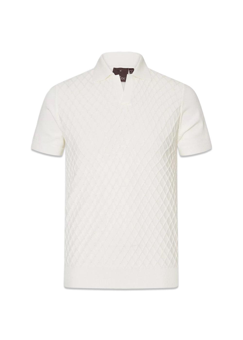 Mirza Poloshirt S-S - Snow White-Knitwear-Oscar Jacobson-Butler Loftet