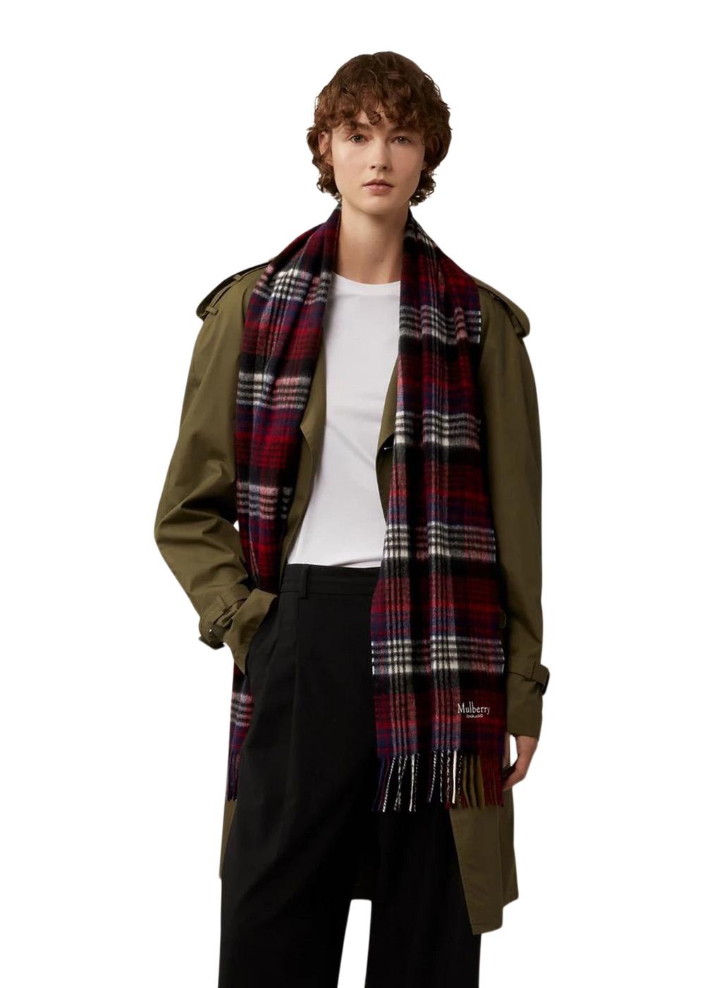 Mulberry Heritage Check Scarf - Navy-Lancaster Red-Scarf-Mulberry-Butler Loftet