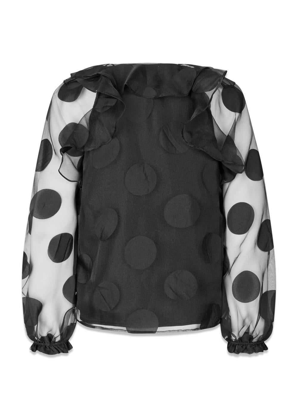 Multi Ruffle Raglan Top - Dotted Black-Blouses-Stine Goya-Butler Loftet