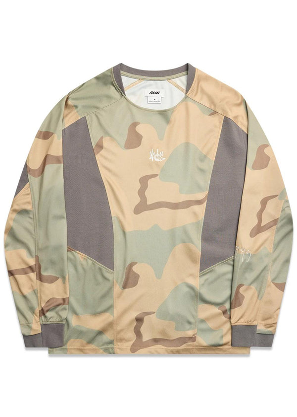 NIKOLA LONG SLEEVE W. EMBROIDERED LOGO - Camouflage - Grey-Shirts-ALIS-Butler Loftet