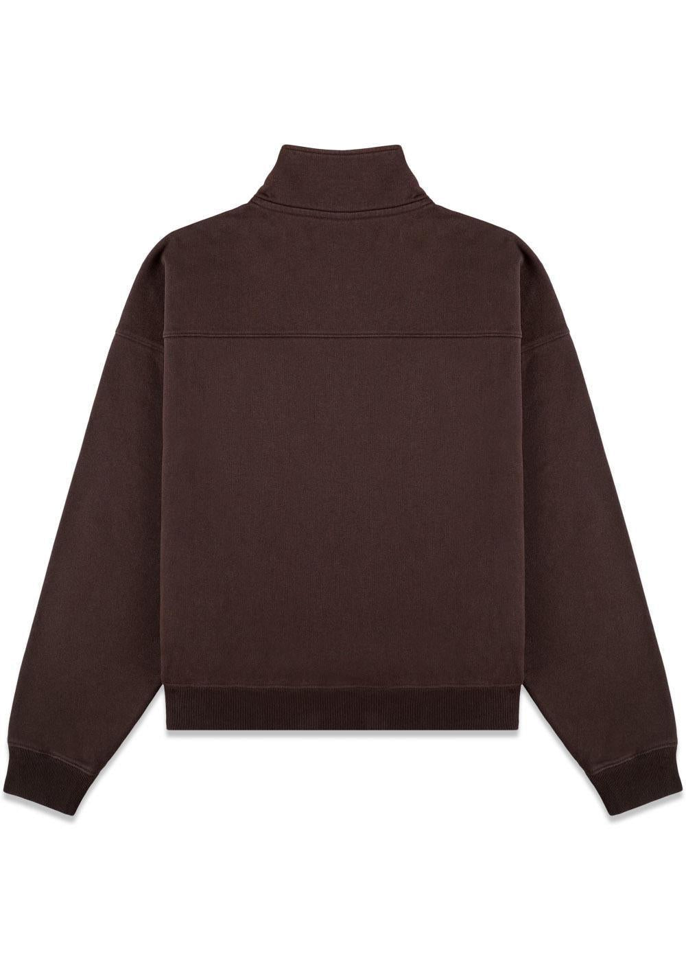 NY Crest Embroidered Quarter Zip - Chocolate-Sweatshirts-Sporty & Rich-Butler Loftet