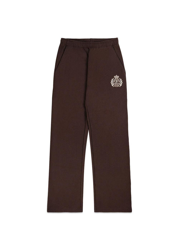 NY Crest Embroidered Wide Sweatpant - Chocolate-Sweatpants-Sporty & Rich-Butler Loftet