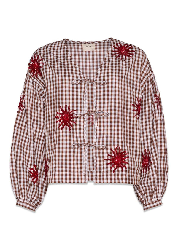 Nanette Top - Brown Checks-Blouses-Sissel Edelbo-Butler Loftet