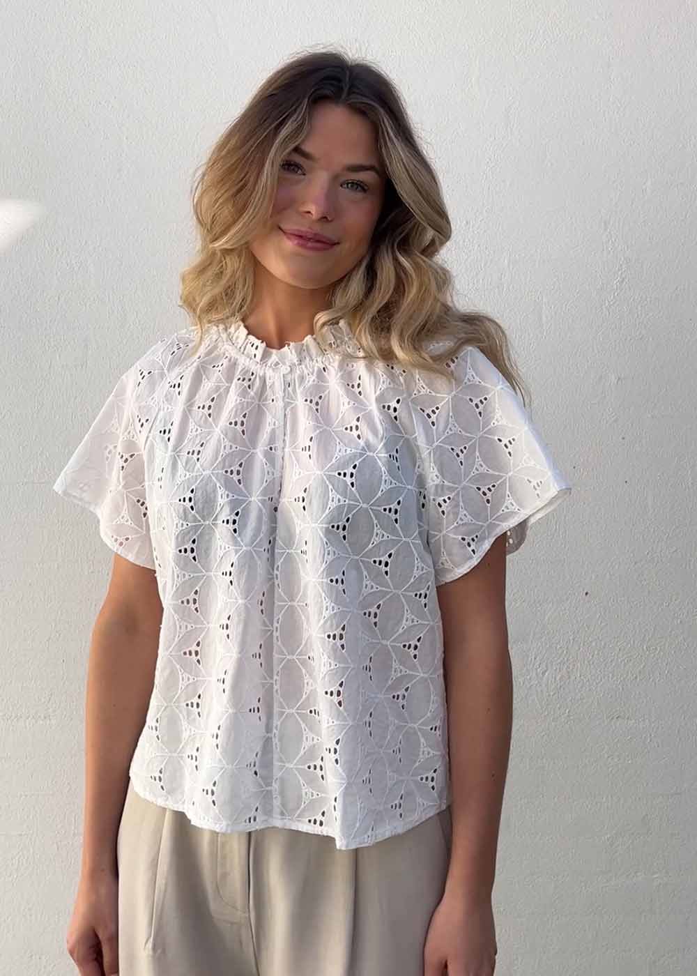 Nanettemd SS top - Soft White-Top-Modström-Butler Loftet