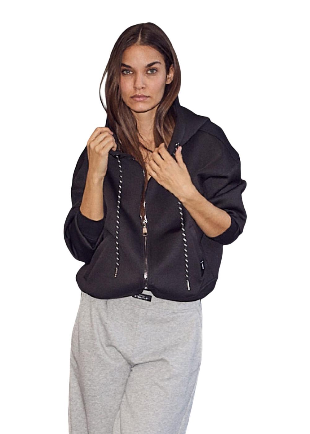 Neo Crop Zip Hoodie - Black-Hoodies-HAUTE L’AMITIÉ-Butler Loftet