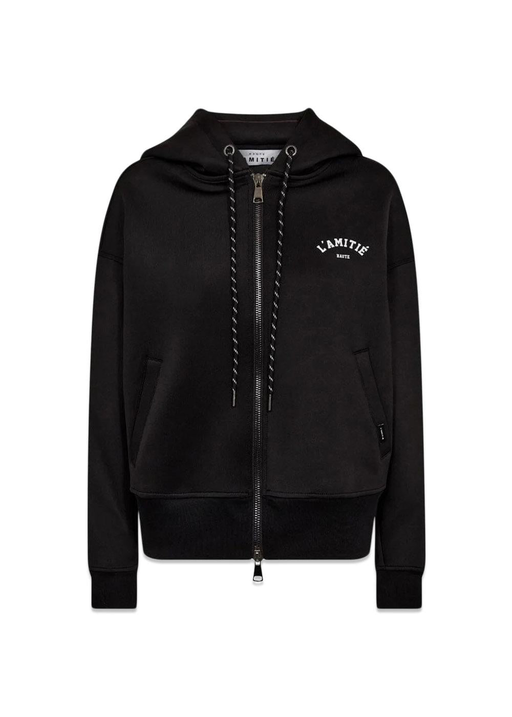 Neo Crop Zip Hoodie - Black-Hoodies-HAUTE L’AMITIÉ-Butler Loftet