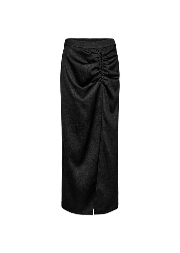 New Chrisse Drape Slit Skirt - Black-Skirts-HAUTE L’AMITIÉ-Butler Loftet