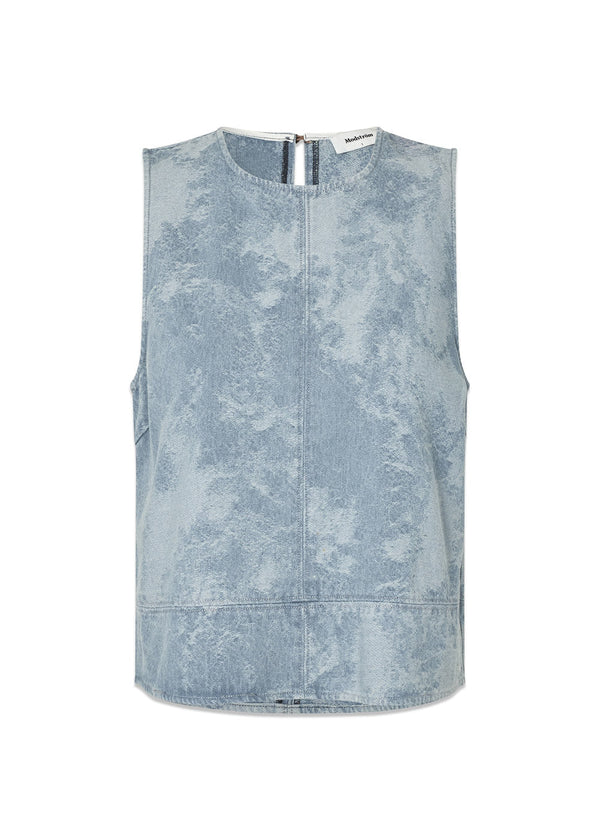 Newlandmd top - Blue Jacquard-Top-Modström-Butler Loftet