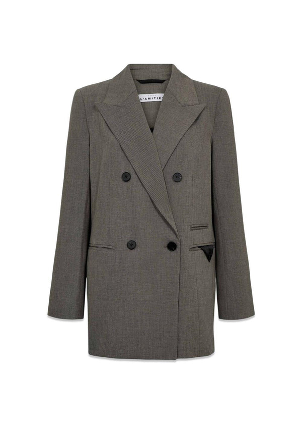 Nicole Low Triangle Blazer - Beige Melangé-Blazers-HAUTE L’AMITIÉ-Butler Loftet