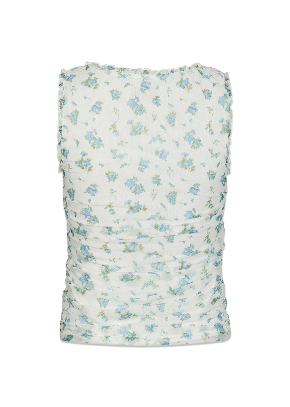 Nicolla Mesh Botanical Top - Light Blue-Top-Neo Noir-Butler Loftet