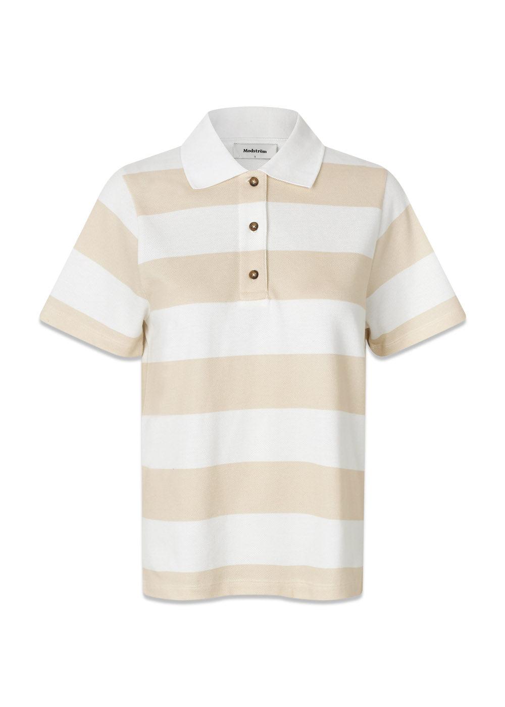 Nobumd polo - Beige Stripe-T-shirts-Modström-Butler Loftet