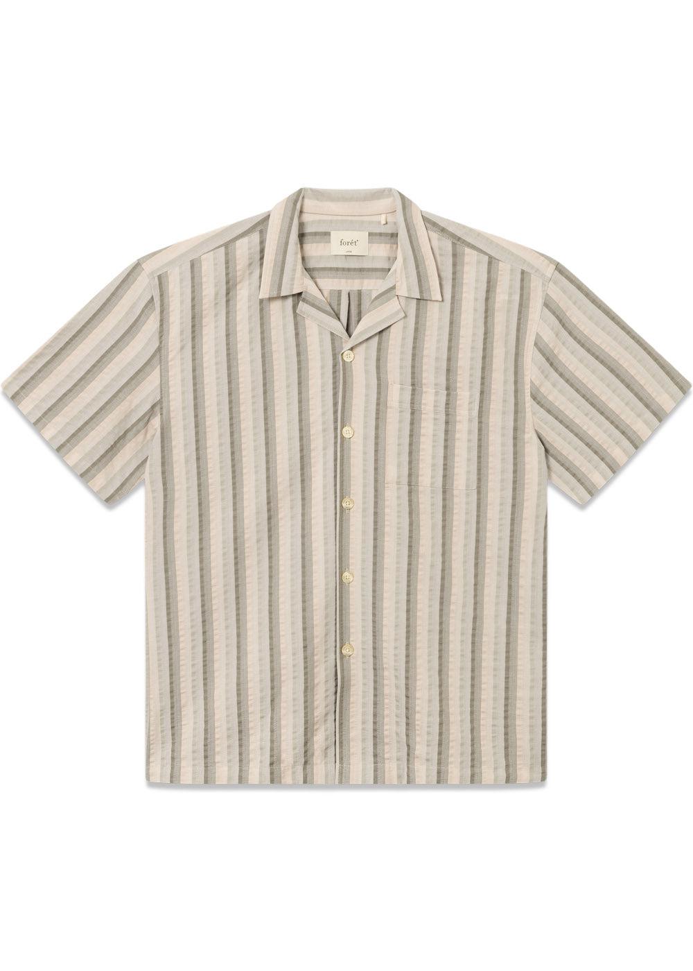 OTTER SEERSSUCKER SS SHIRT - Grey Stripe