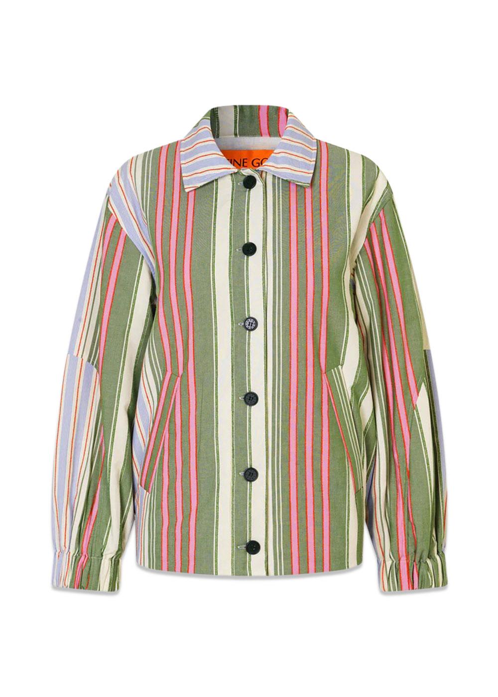 OVERSIZED UTILITY WORKWEAR JACKET - Forest Stripe-Outerwear-Stine Goya-Butler Loftet