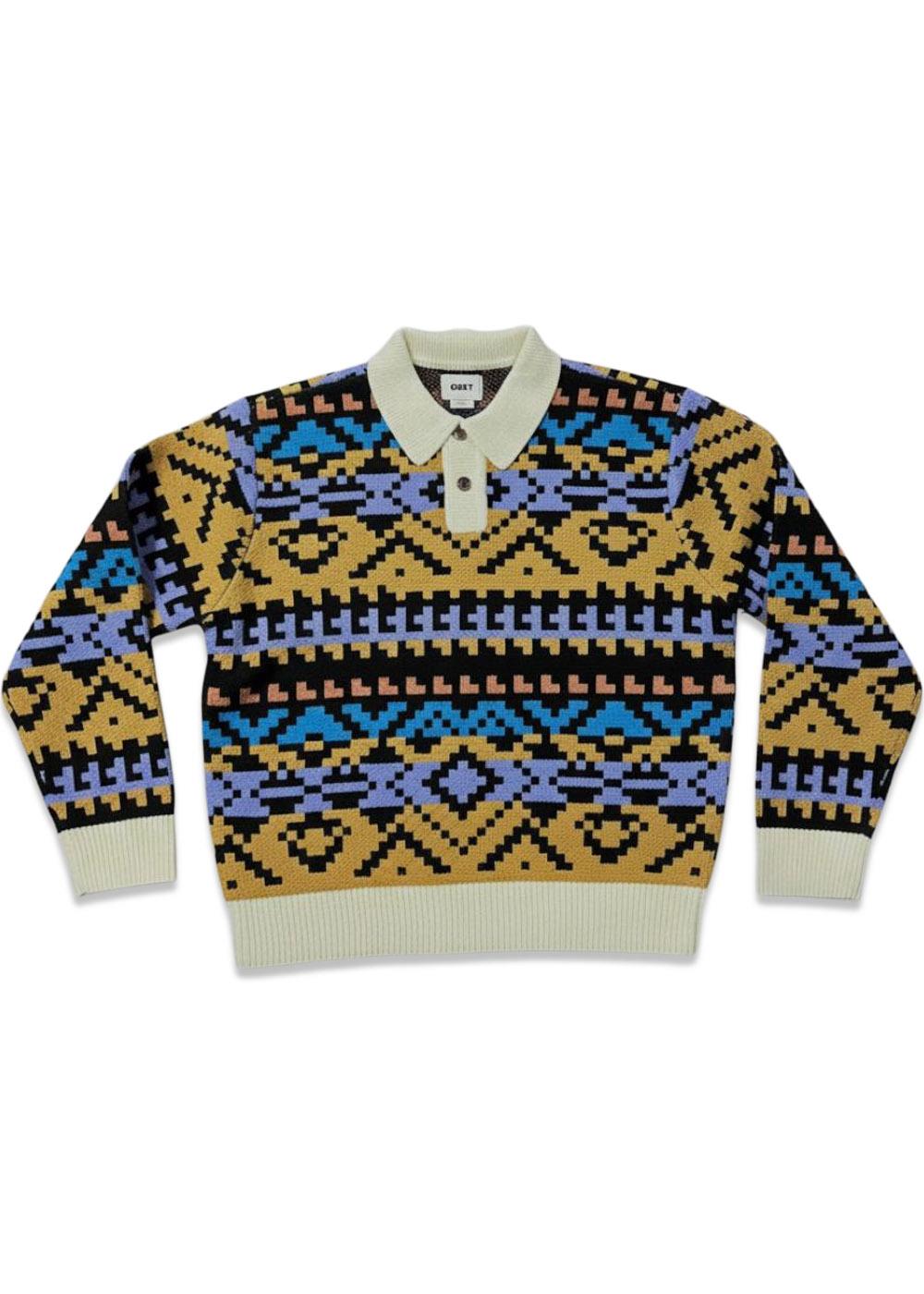 Obey Geo Polo Sweater - Anthracite Multi