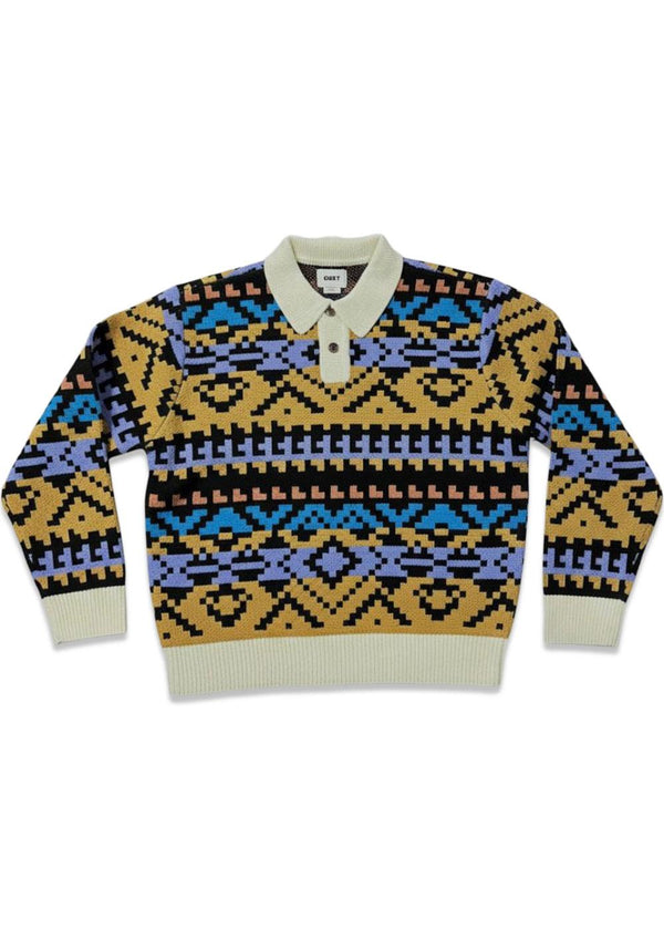 Obey Geo Polo Sweater - Anthracite Multi