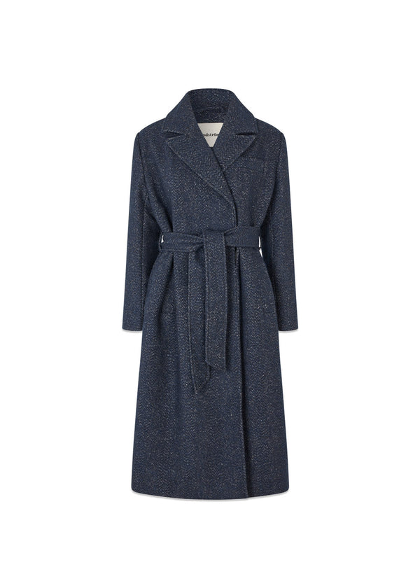 Otillamd coat - Navy Herringbone-Outerwear-Modström-Butler Loftet