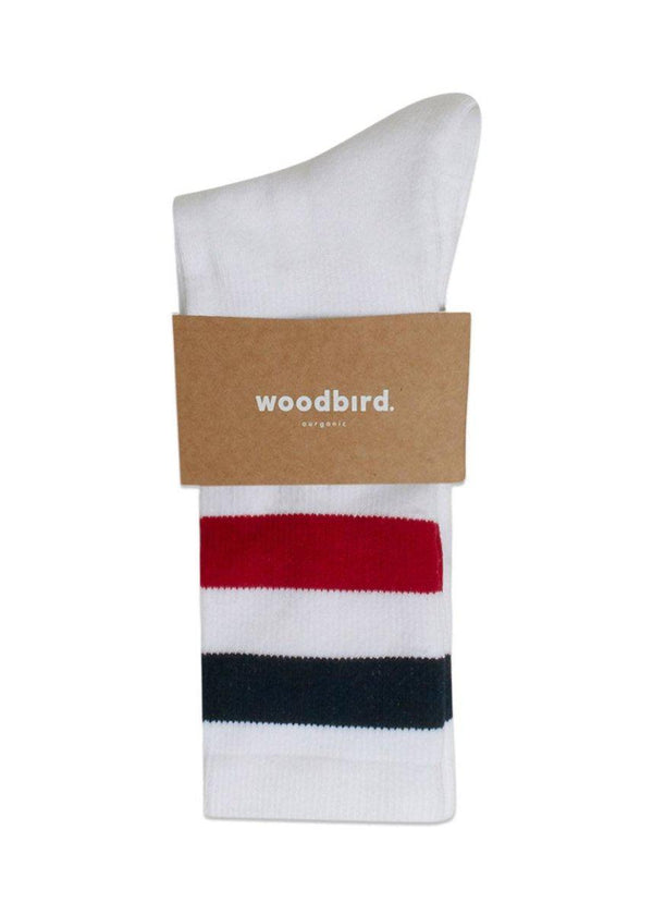 Woodbirds Our Tennis Socks - White-Navy-Red-Navy. Køb accessories her.
