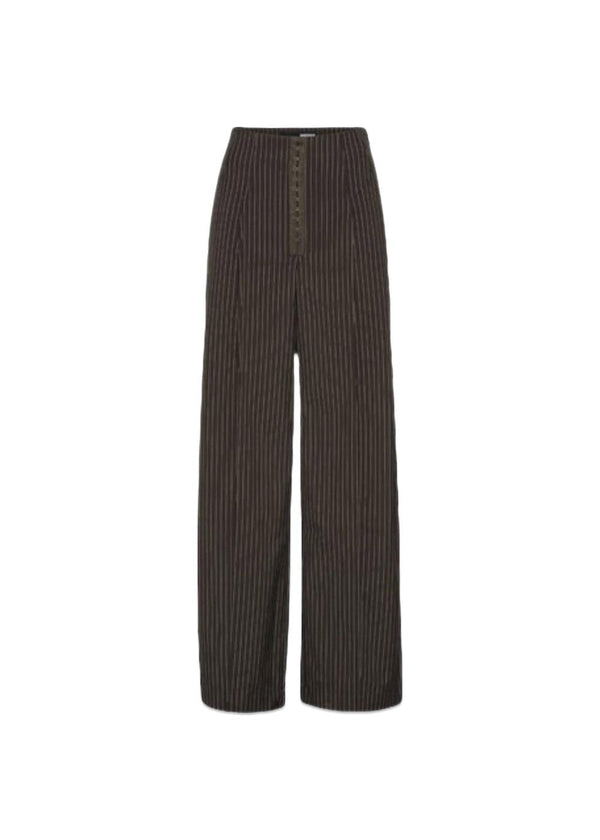PINSTRIPE WIDE LEG PANTS - Chicory Coffee Comb.-Pants-Rotate-Butler Loftet