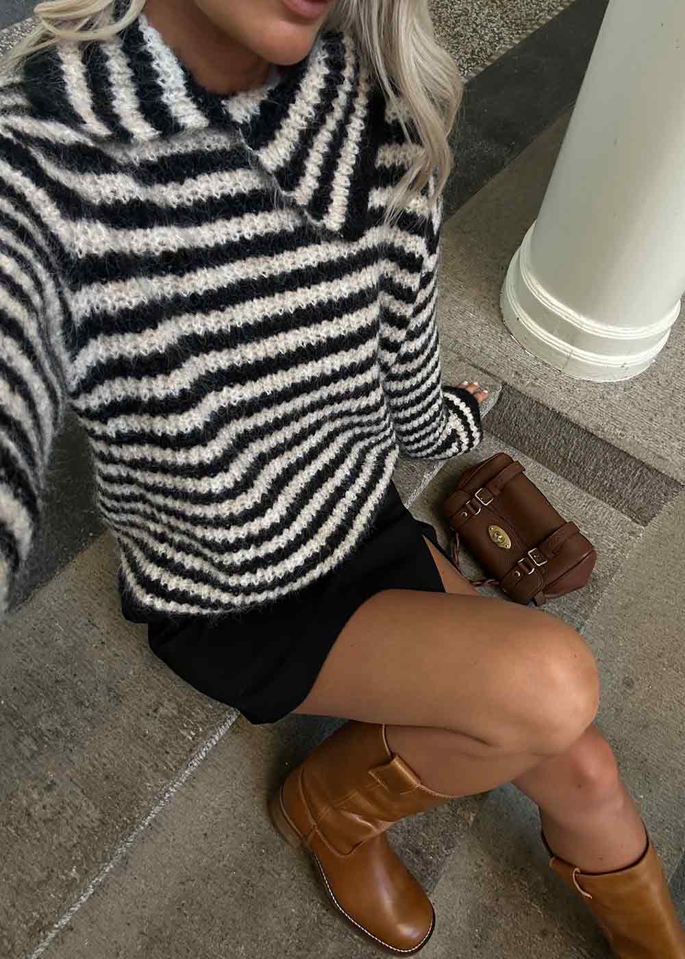 Packermd rollneck - Black Beige Stripe