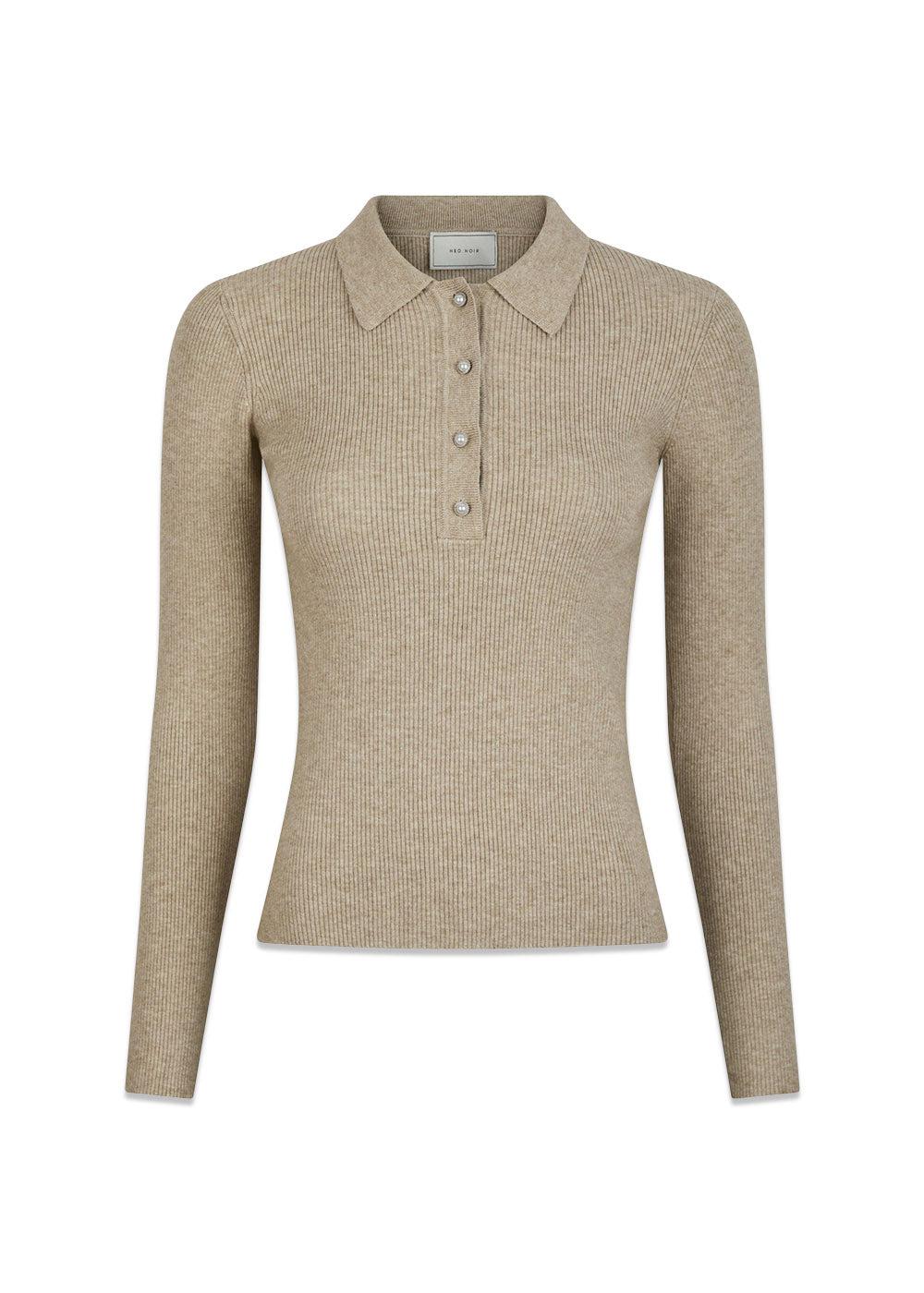 Panama Knit Blouse - Beige Melange