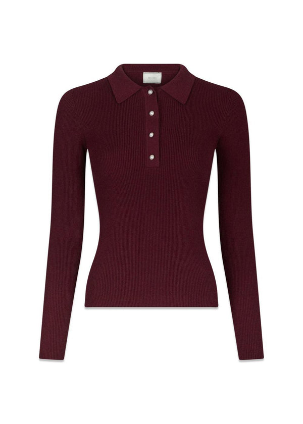 Panama Knit Blouse - Wine-Knitwear-Neo Noir-Butler Loftet