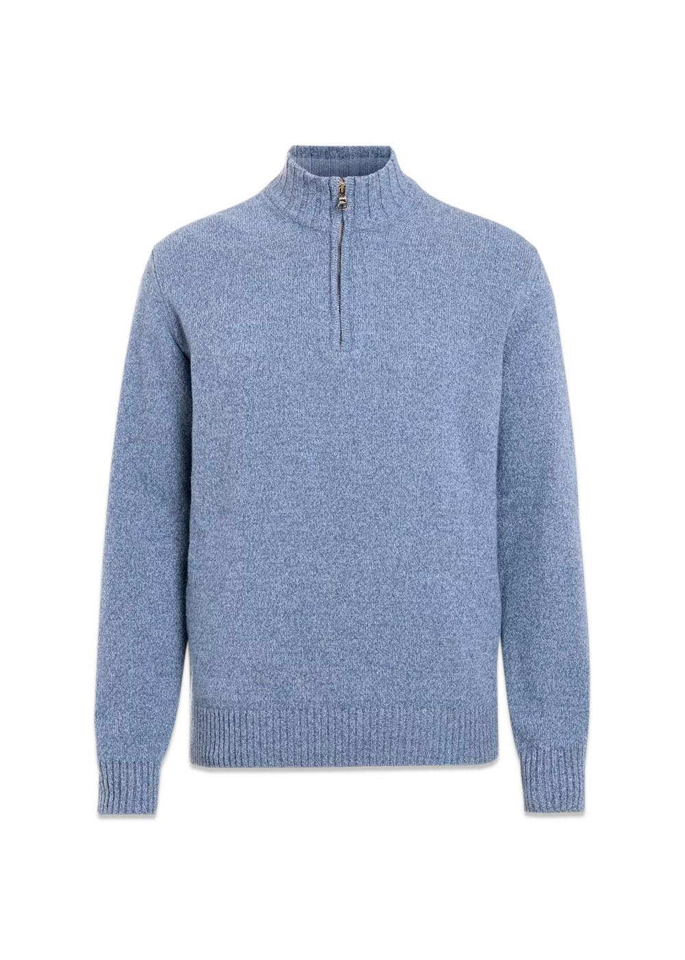 Paul Half Zip - Atlantic Blue-Knitwear-Oscar Jacobson-Butler Loftet