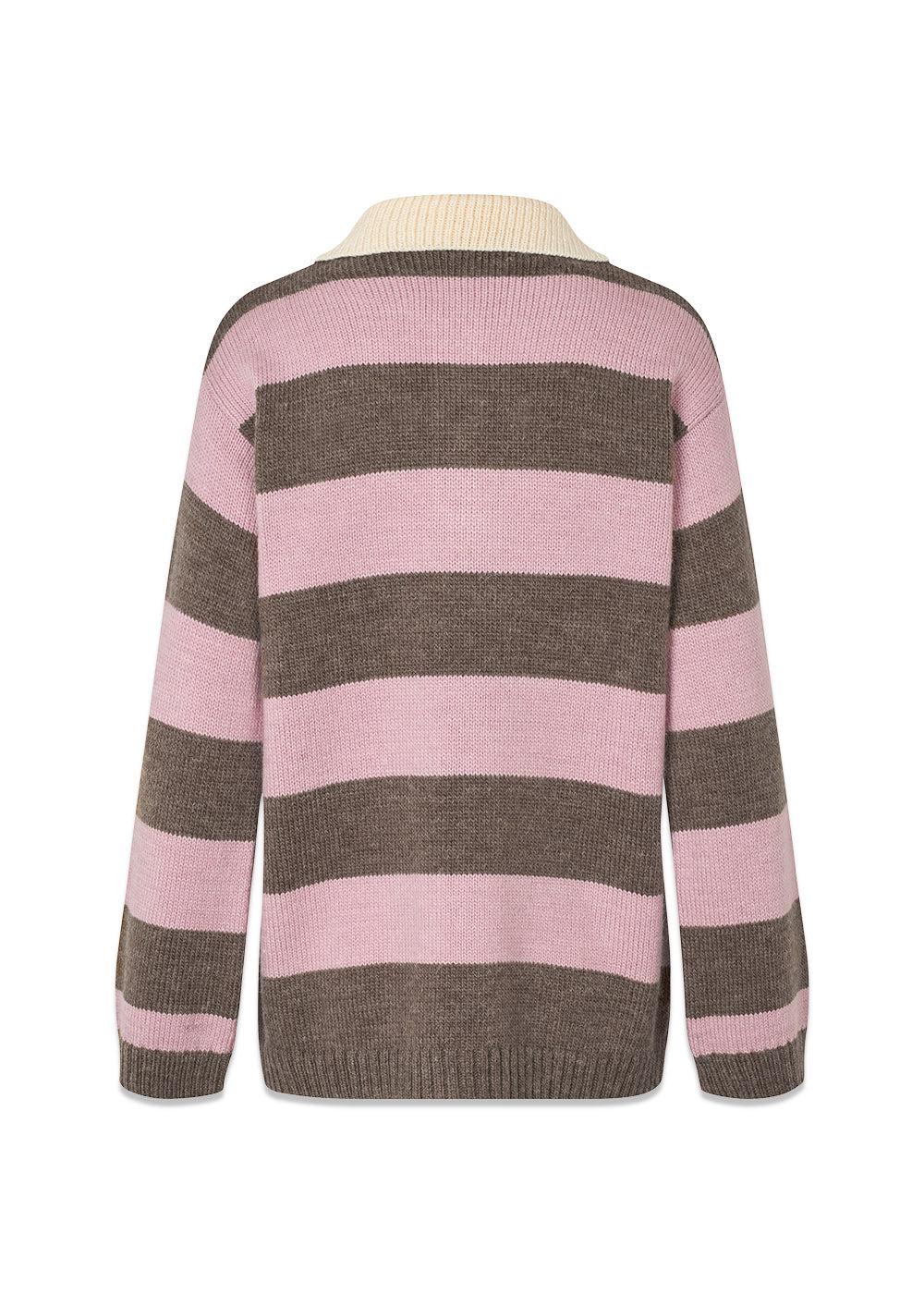 Pelhammd stripe polo - Lilac Chocolate Stripe-Knitwear-Modström-Butler Loftet