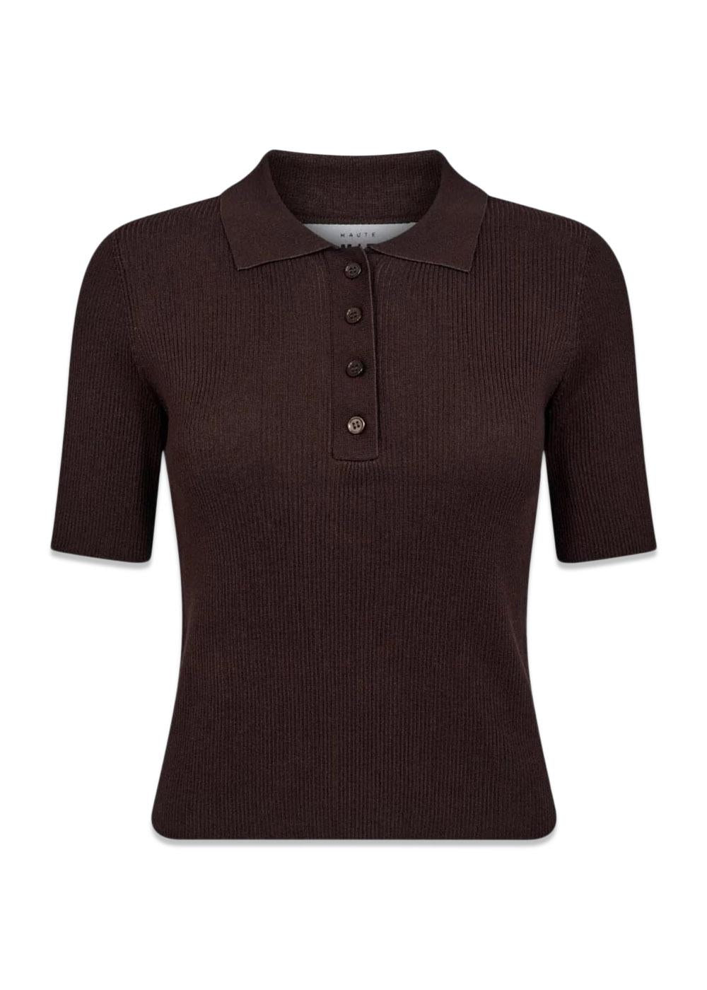 Piccolo SS Polo Rib Knit - Mocca-Knitwear-HAUTE L’AMITIÉ-Butler Loftet