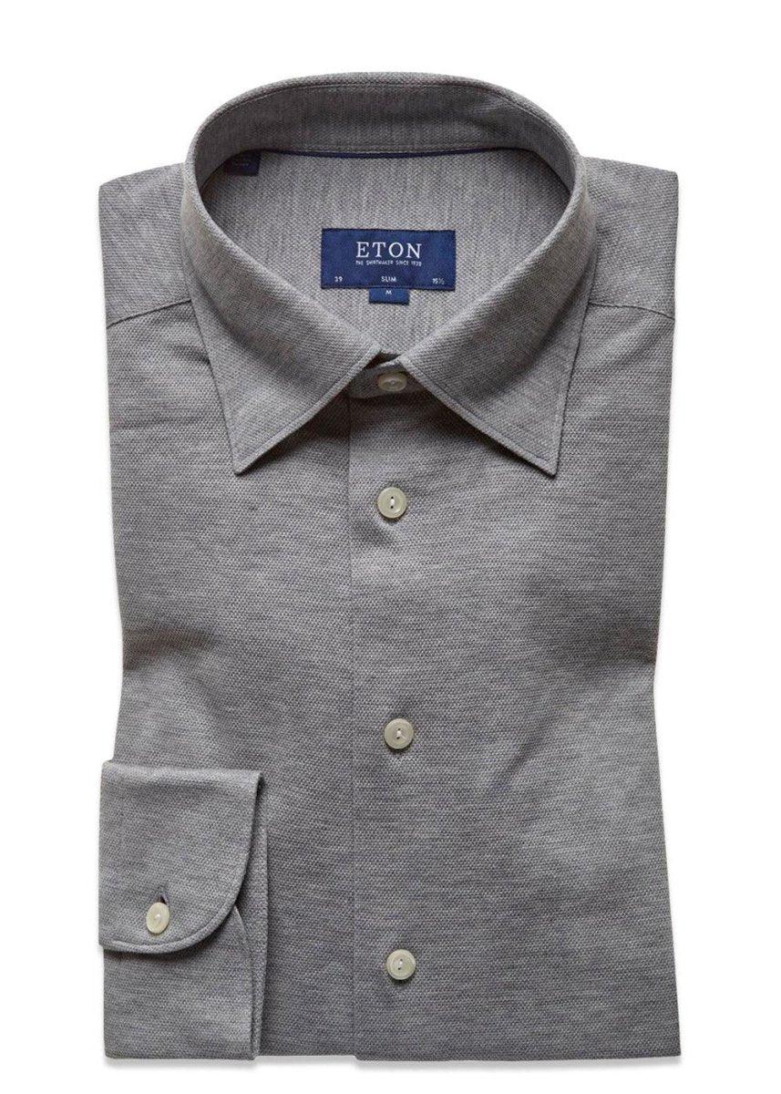 Etons Pique Button Under - Grey. Køb shirts her.