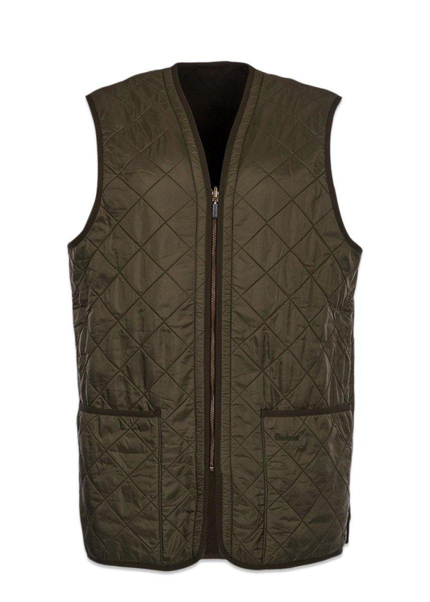 Barbours Polarquilt Waistcoat/Zip-In - Dk Olive Check. Køb veste her.