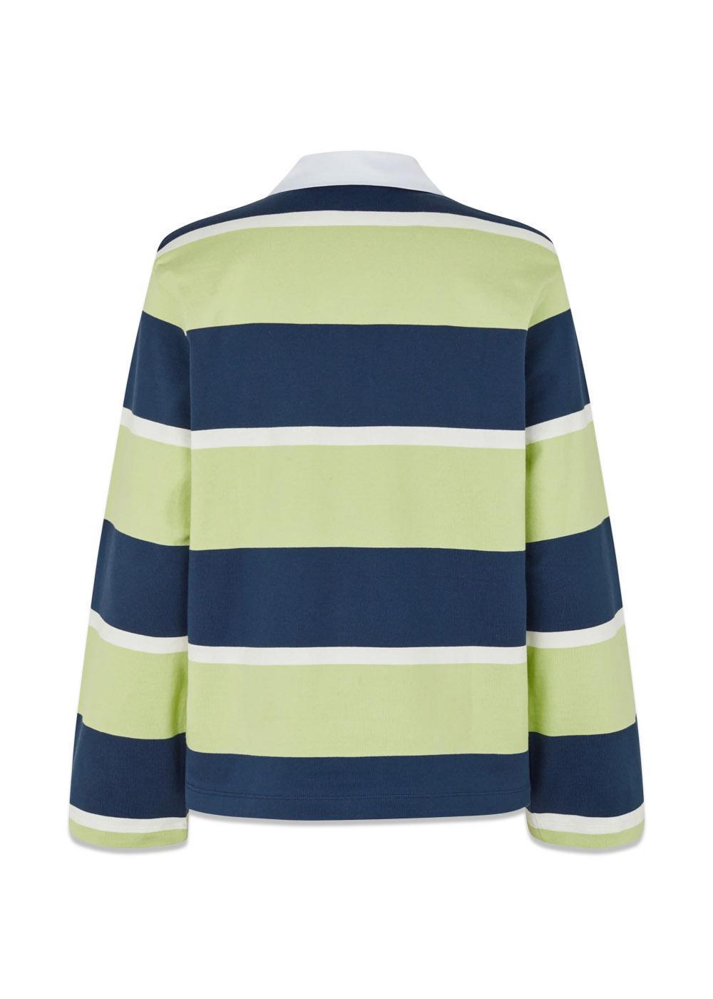 Polo Long Sleeve Top - Yellow & Navy Blue Stripes-Blouses-Stine Goya-Butler Loftet