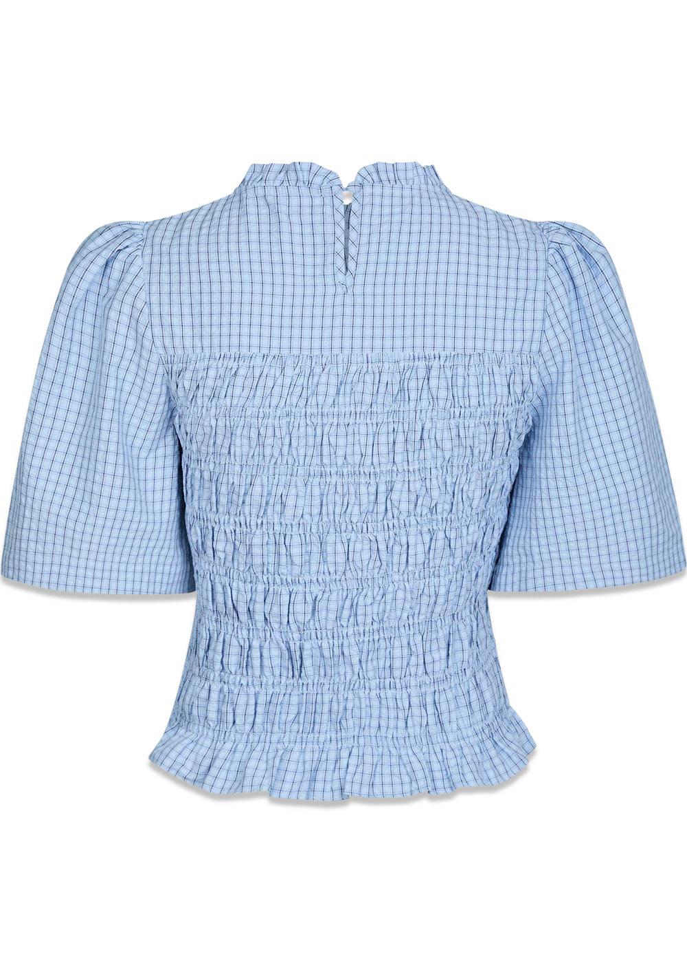 Possini Check Smock Blouse - Light Blue