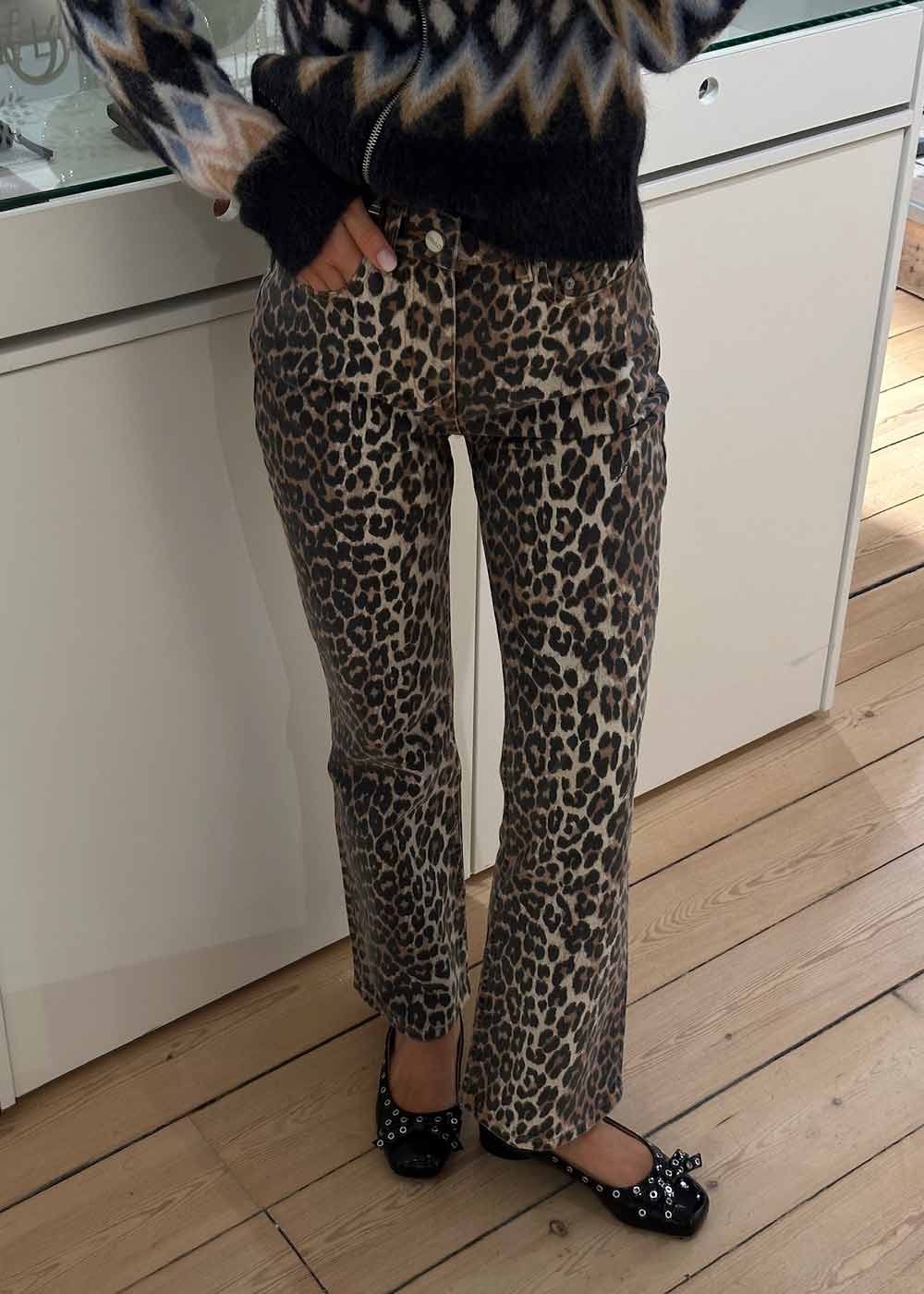 Print Denim Betzy Cropped - Leopard